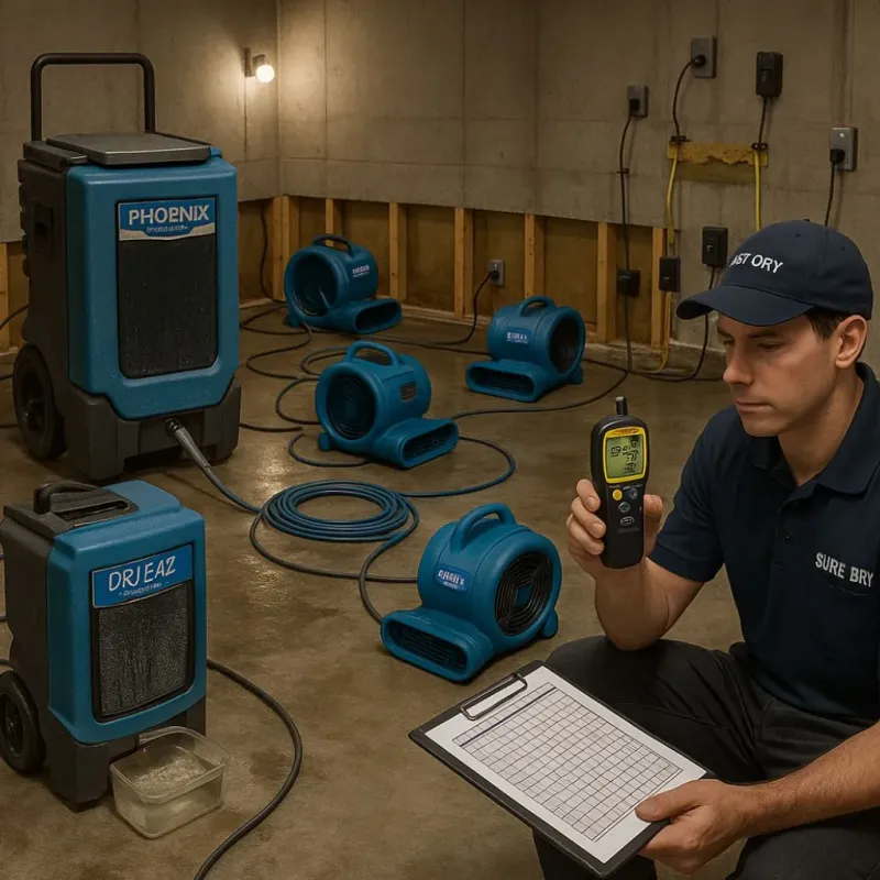 Structural Drying and Dehumidification process in Bentonville, AR